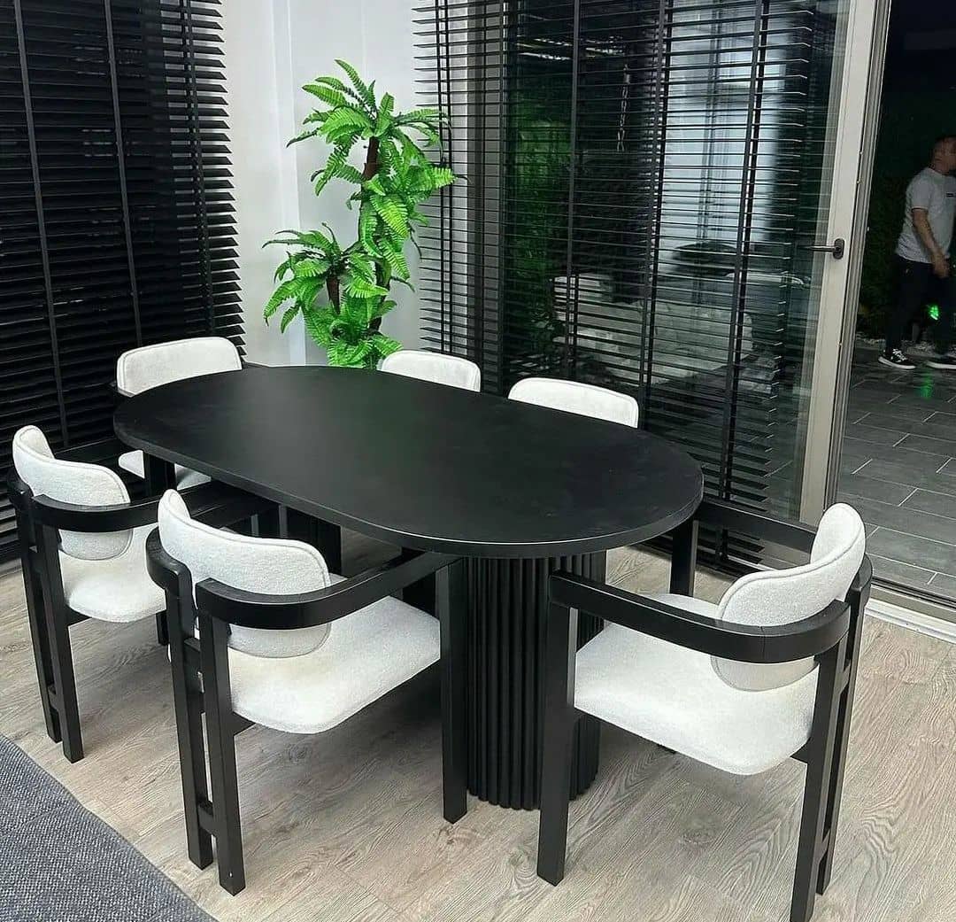 میز غذاخوری ۸ نفره مدرن تمام چوب بیضی