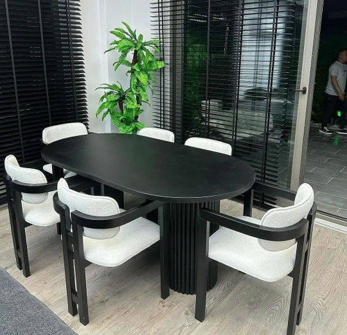 میز غذاخوری ۸ نفره مدرن تمام چوب بیضی