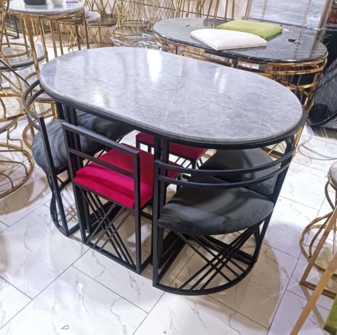 جدیدترین میز غذاخوری بیضی فلزی ۶ نفره