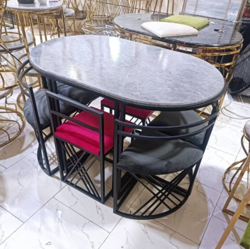 جدیدترین میز غذاخوری بیضی فلزی ۶ نفره