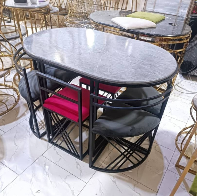 جدیدترین میز غذاخوری بیضی فلزی ۶ نفره